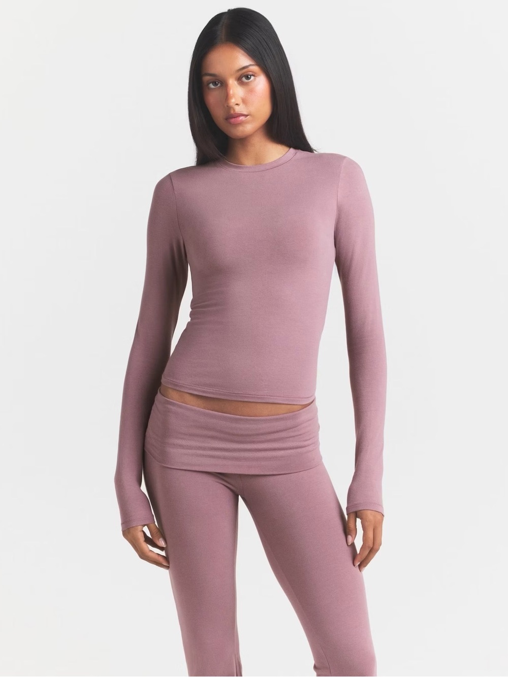 SKIMS Cotton Jersey Long Sleeve T-Shirt in muted mauve